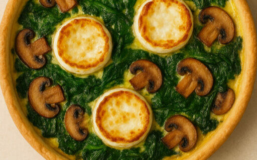 Quiche chèvre épinards champignons